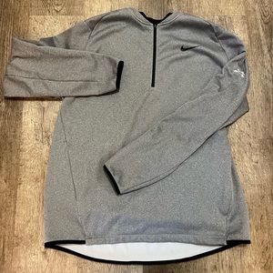 Mens Nike 1/4 Zip Gray Sweater Pullover Long Sleeve Dri-Fit Size XL